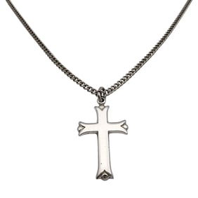 Sterling Silver Cuban Link Cross Necklace