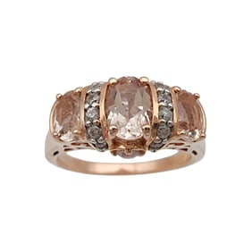 Rose Gold over Sterling Morganite Ring Sz 10