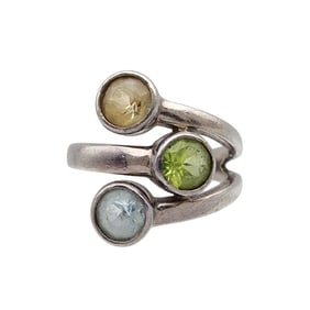 Sterling Silver Multistone Ring Sz 6