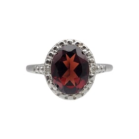 Sterling Silver Garnet Ring Sz 10
