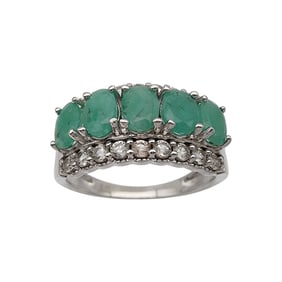 Sterling Silver Emerald Ring Sz 10