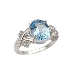 Sterling Silver Topaz Ring Sz 10