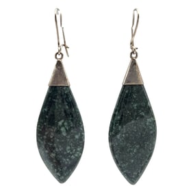 Sterling Silver Nephrite Earrings