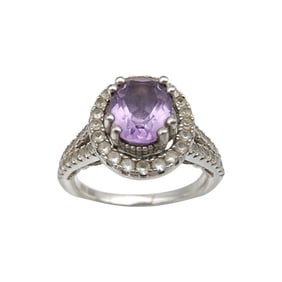 Sterling Amethyst Ring Sz 6.5