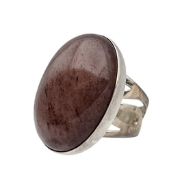 Sterling Signed Strawberry Quartz Ring Sz 8