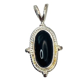 Sterling Black Stone Oval Pendant, 1.60g