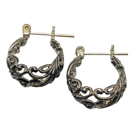 Sterling Filigree Hoop Earrings, 2.08 G