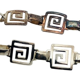 OROTEC M059 Sterling Greek Key Link Bracelet, 7.95 G