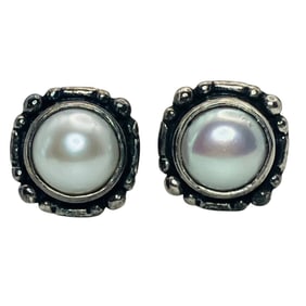 PP, PEARL Sterling Stud Earrings, 3.59 G