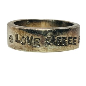 TOMO Sterling LOVE & FREE Band Ring, Size 3, 4.73 G