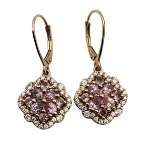 JCL, IOLITE Sterling Halo Cluster Dangle Earrings, 5.12 G