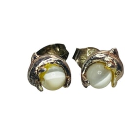 MOONSTONE Sterling Dolphin Stud Earrings, 1.41 G