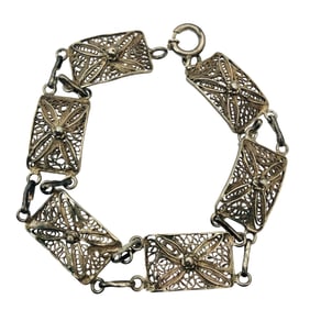 Sterling Filigree Bar Bracelet 6.90 G