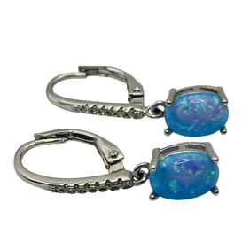FZM, OPAL Sterling Clear Stone Dangle Earrings, 1.77 G