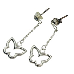 Sterling Cable Chain Butterfly Dangle Earrings, 0.84g