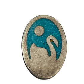 SAMARA Sterling Crushed Turquoise Oval Swan Silhouette Pendant, 2.70 G