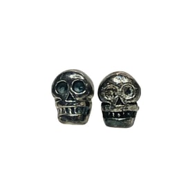 Sterling Skull Stud Earrings, 0.66 G