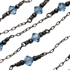 Sterling Beaded Cable Chain Necklace, 3.00 G