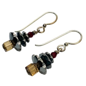 Sterling Christmas Tree Dangle Earrings, 2.81 G