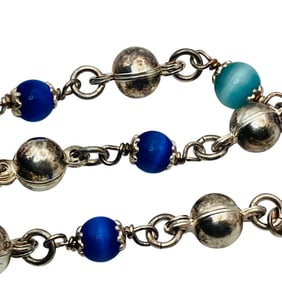 M, Italy Blue Stone Sterling Bracelet, 7.65 G