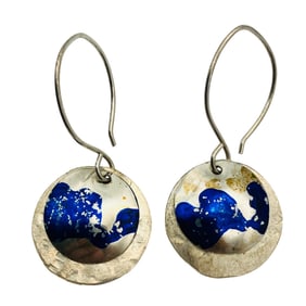 Sterling Textured Disc Dangle Earrings, 4.68 G