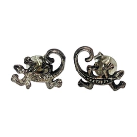 Sterling Lizard Stud Earrings, 0.93 G