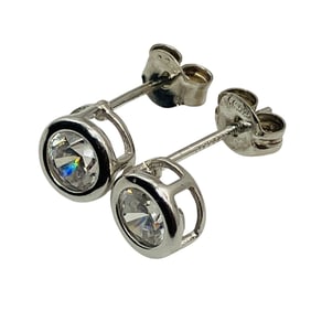 R, CUBIC ZIRCONIA Sterling Stud Earrings , 1.14 G