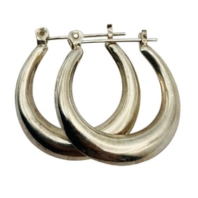 Sterling Puffy Hoop Earrings, 4.55 G