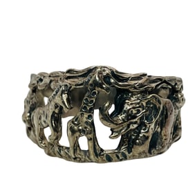 Sterling Cut Out Jungle Animals Band Ring, Size 7, 4.18 G