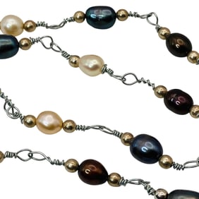 PEARL Sterling Unique Chain Necklace, 9.97 G