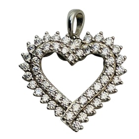 SUN, RHINESTONE Sterling Heart Pendant, 4.00 G