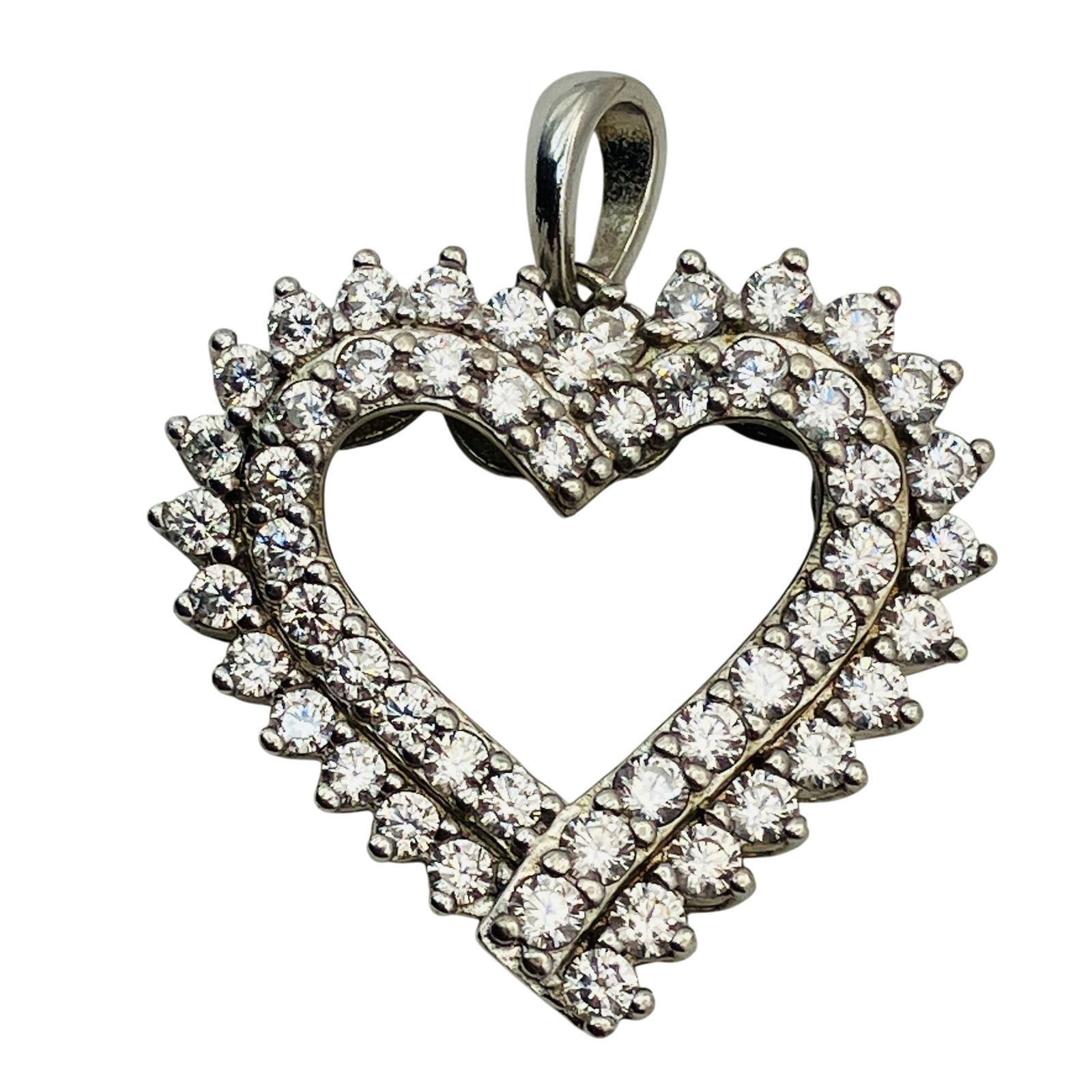 SUN, RHINESTONE Sterling Heart Pendant, 4.00 G (1 of 6)