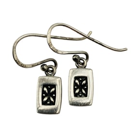Sterling Rectangle Dangle Earrings, 1.79 G