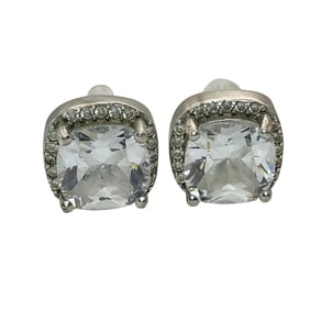 LUC, RHINESTONE Sterling Halo Stud Earrings, 3.64 G