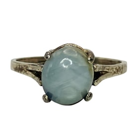 Blue Tourmaline Sterling Solitaire Ring, Size 8, 2.44 G