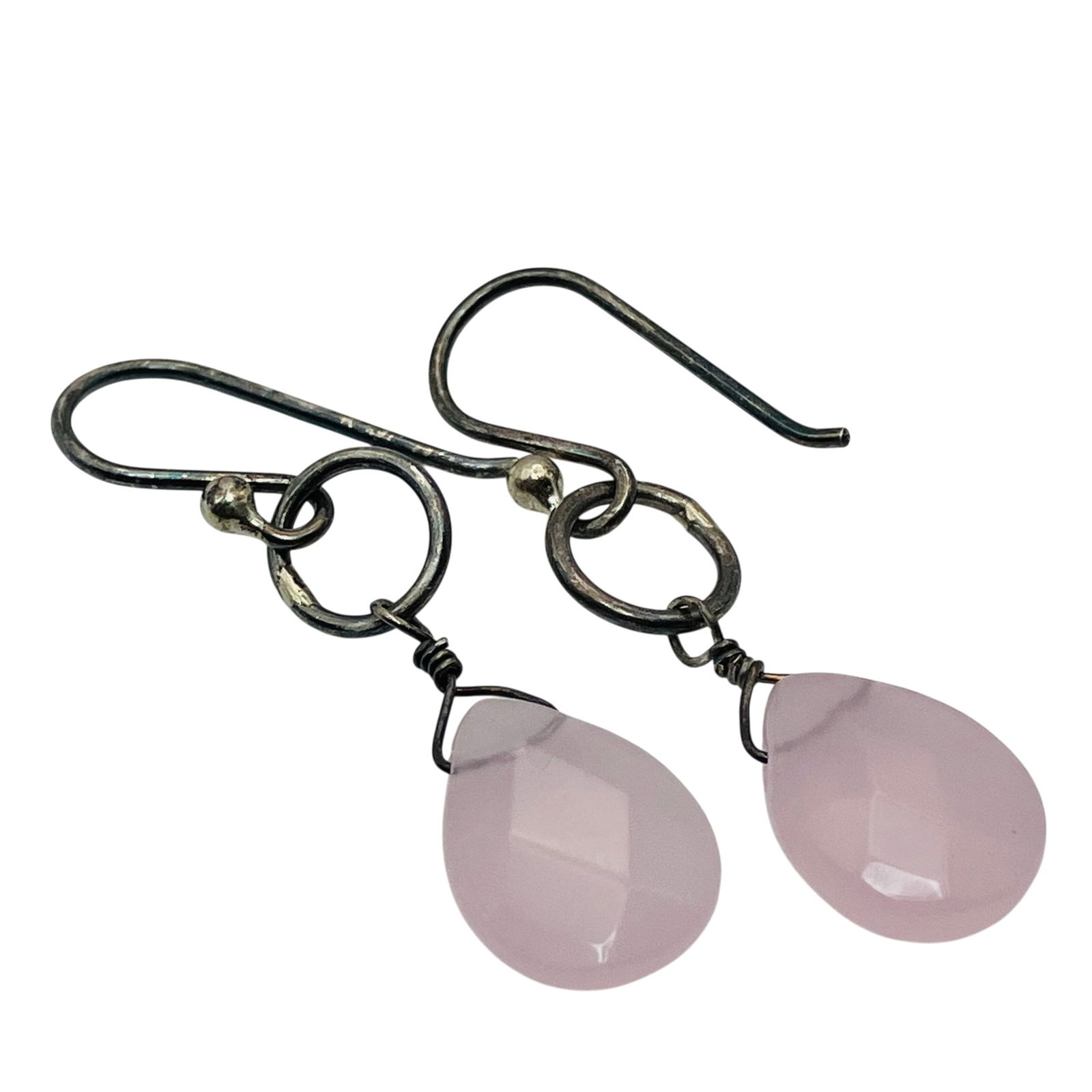 Sterling Pink Stone Teardrop Dangle Earrings, 1.79 G (1 of 4)