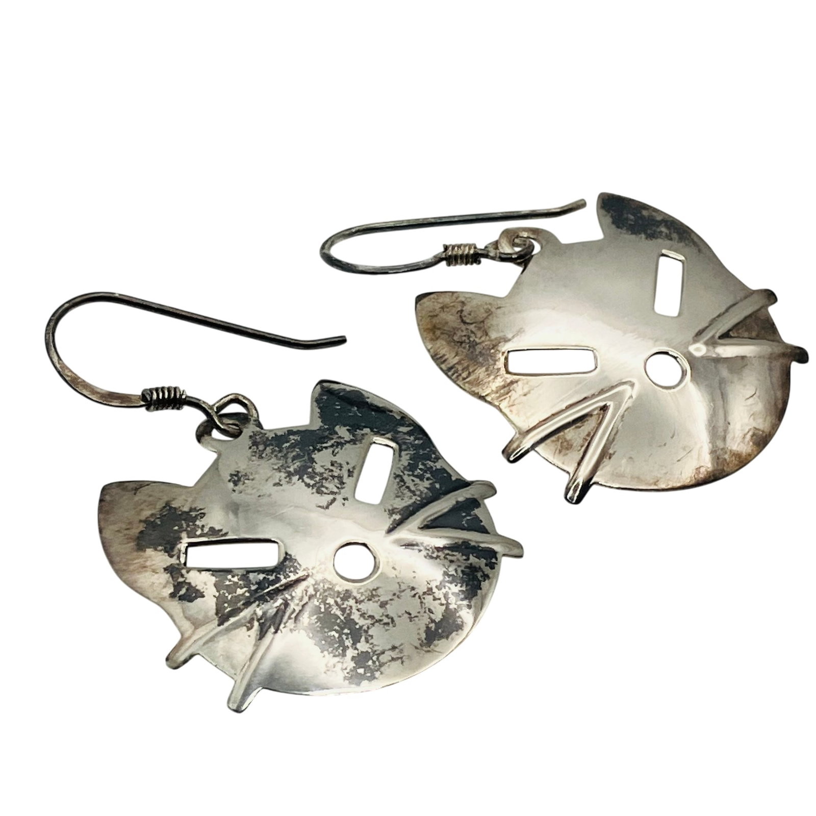 Sterling Cat Head Dangle Earrings, 3.92 G: Sterling cat head dangle earrings 3.92 g