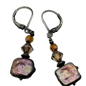 Abalone Sterling Hinged Dangle Earrings 3.01 G