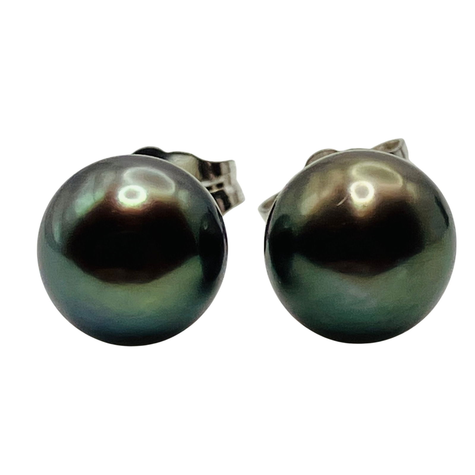 H, Sterling Tahitian Pearl Stud Earrings, 1.07 G: H Sterling tahitian pearl stud earrings 1.07 g