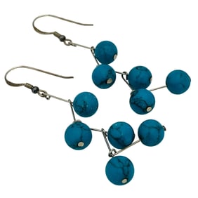TURQUOISE Sterling Dangle Earrings, 4.00 G