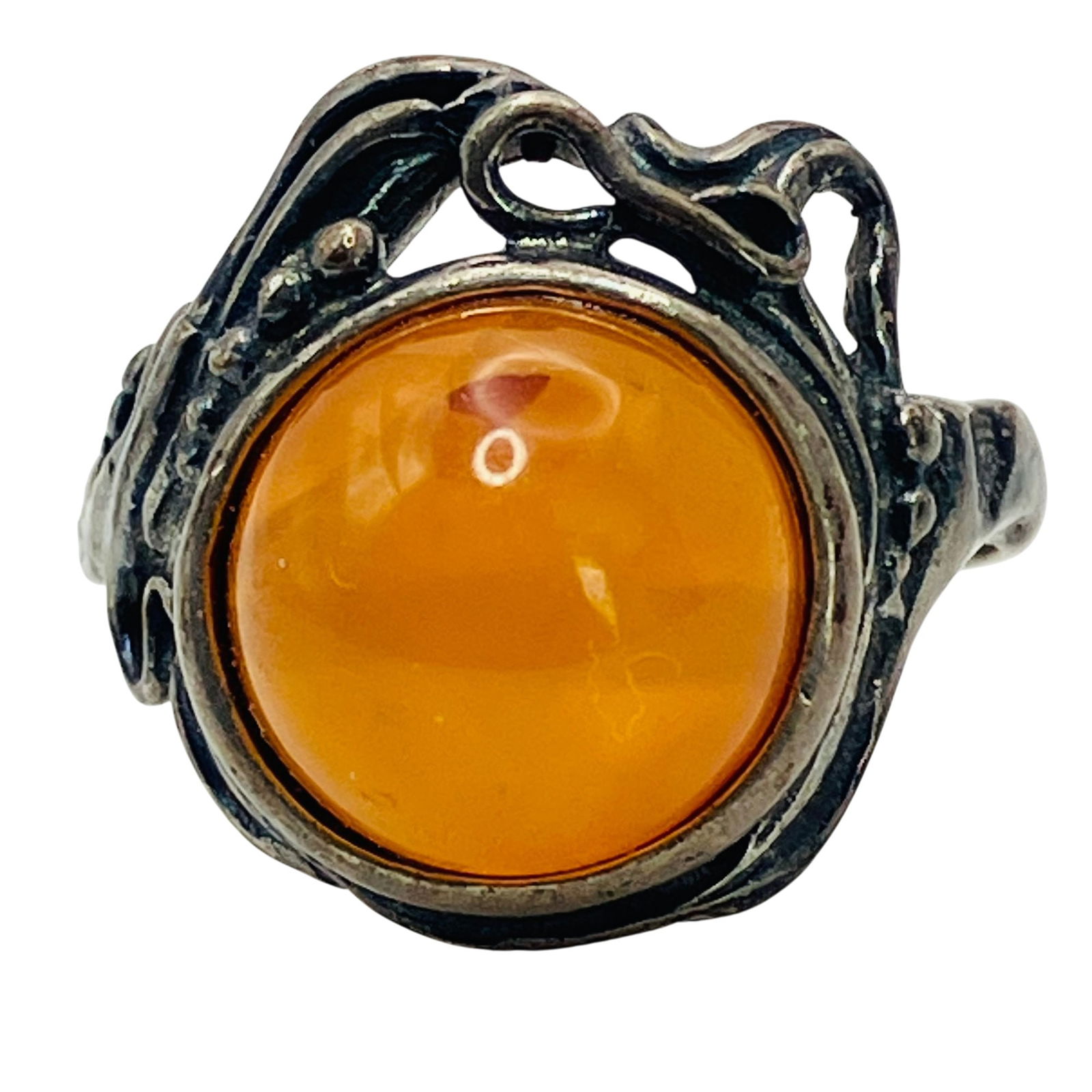 AMBER Sterling Solitaire Ring, Size 6, 2.85 G (1 of 5)