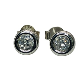 Sterling Clear Stone Stud Earrings, 1.30 G