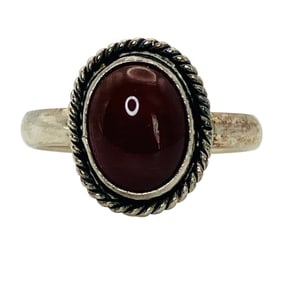 CARNELIAN Sterling Oval Statement Ring, Size 7, 3.57 G
