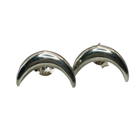 Sterling Moon Stud Earrings, 1.33 G