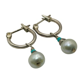 PEARL Sterling Hoop Earrings, 1.88 G