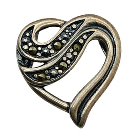 NV, MARCASITE Sterling Heart Pendant, 1.86 G
