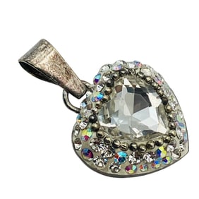 RHINESTONE Sterling Pave Heart Pendant, 1.81 G