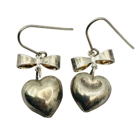 H, Sterling Puffy Heart Earrings, 2.75 G