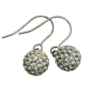 ATI Sterling Clear Stone Pave Ball Dangle Earrings, 1.23 G