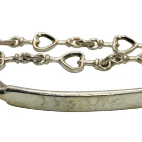 TIFFANY& C, Italy Sterling Camille Bar Heart Link Bracelet, 5.65 G